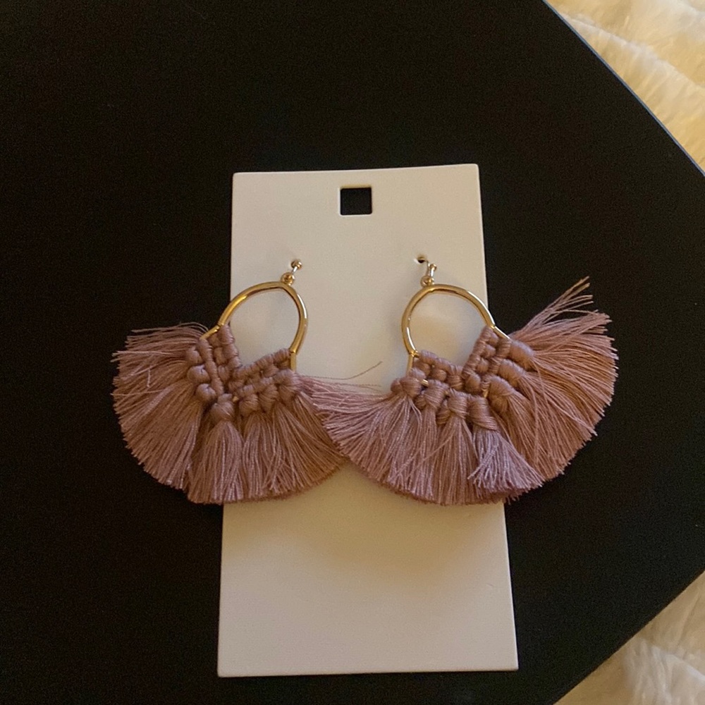 BOHO Mauve Tassel Drop Earrings
